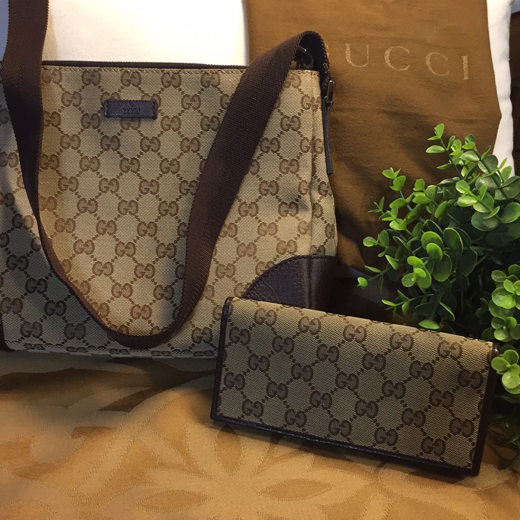 Gucci Gg Monogram Crossbody & Wallet Authentic